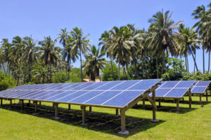 Solar PV modules in Rarotonga, Cook Islands. It is expected that Cook Islands will be entirely solar powered by 2020[